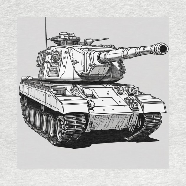 Black and white tank illustration by nonagobich